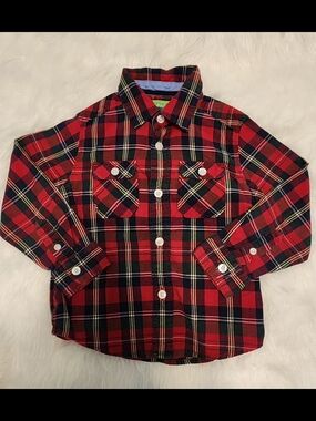 greendog Red and Black Plaid Button-Down Shirt 3T
